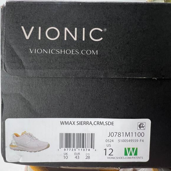 Vionic Walk Max Sierra Athletic Walking Shoe Cream Women's 12 W NWB Arch Support - Picture 10 of 10